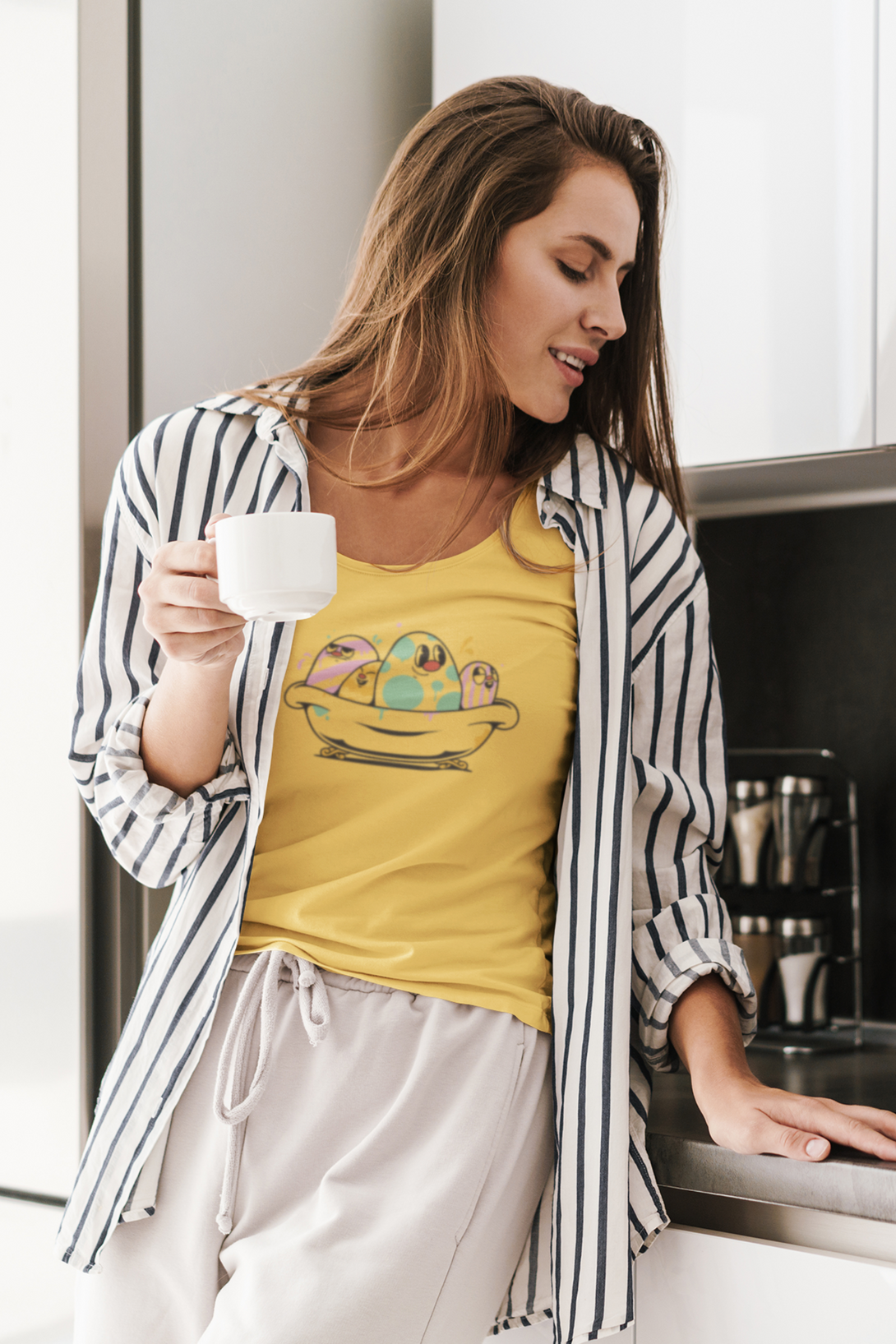 Eggcellent Bathtub Printed Scoop Neck T-Shirt For Women - WowWaves - 3