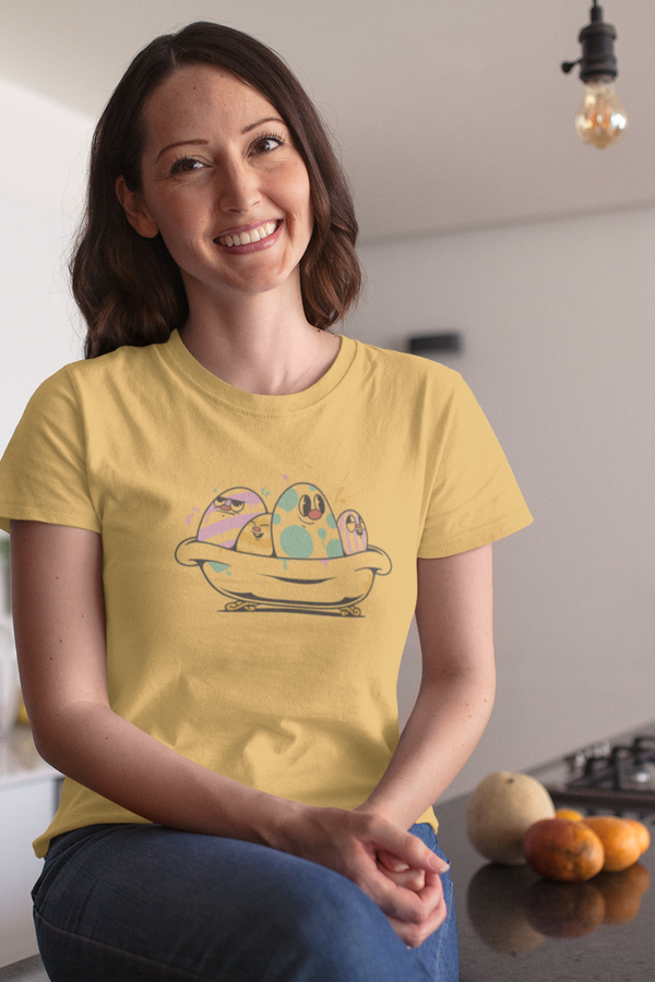 Eggcellent Bathtub Printed T-Shirt For Women - WowWaves