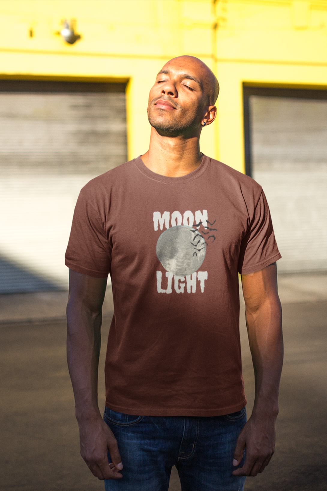 Moon Light With Bat Flying Printed T-Shirt For Men - WowWaves - 6