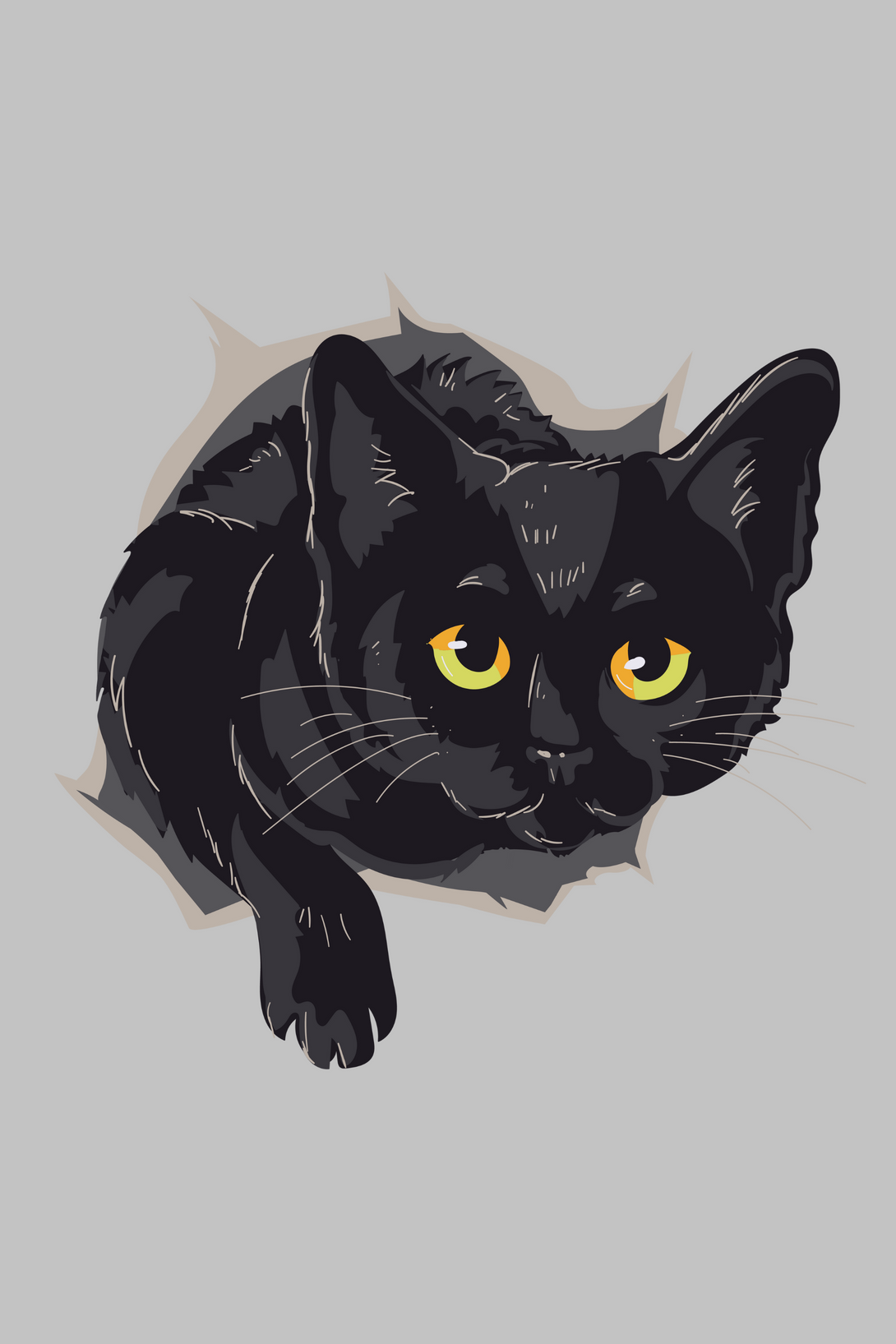 Emerging Black Cat Printed T-Shirt For Men - WowWaves - 1