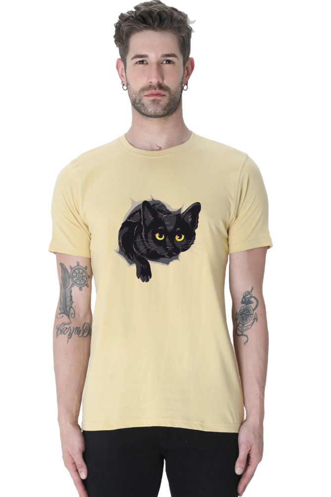 Emerging Black Cat Printed T-Shirt For Men - WowWaves - 6