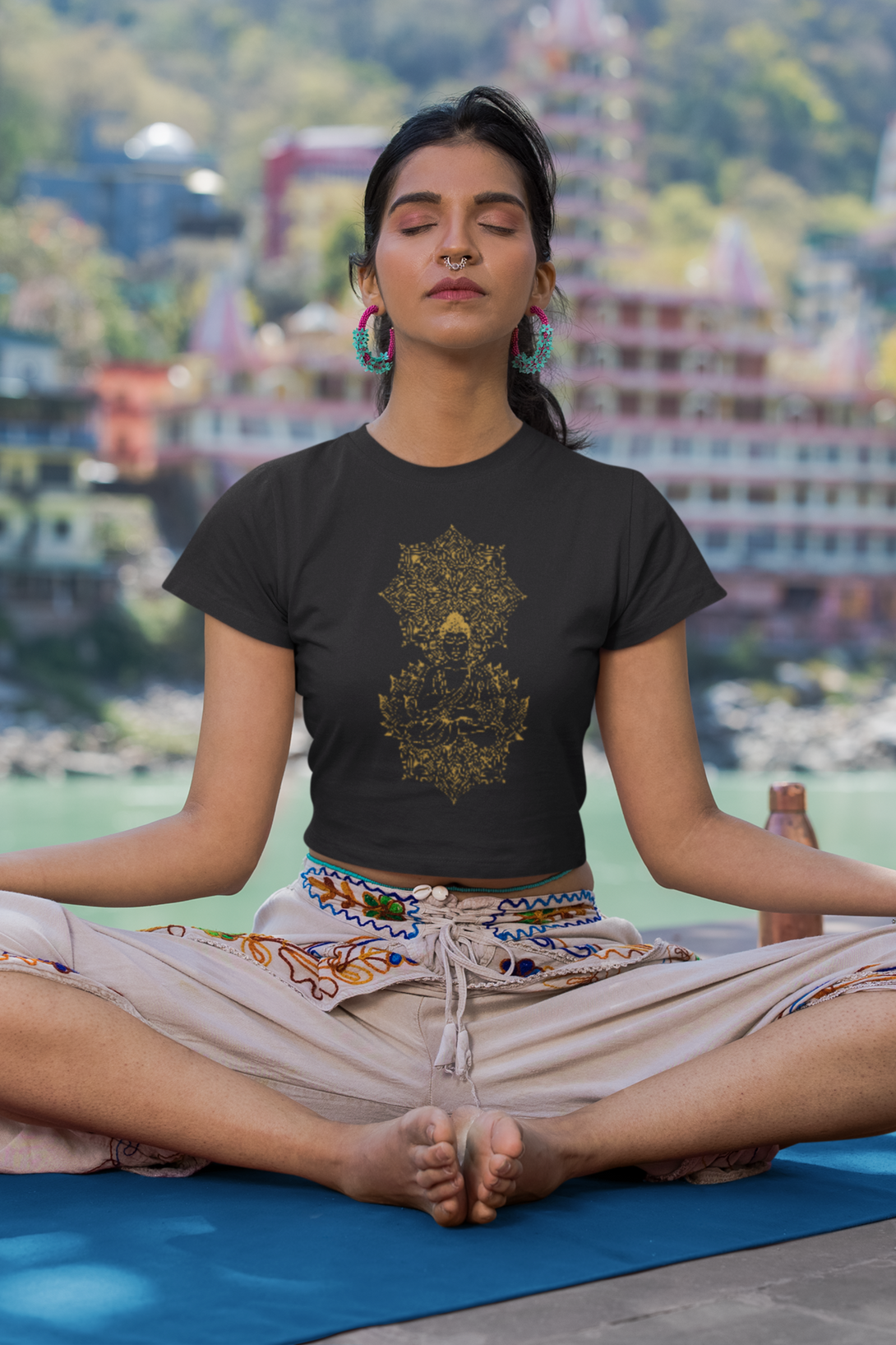 Enlightened Mandala Printed T-Shirt For Women - WowWaves - 4