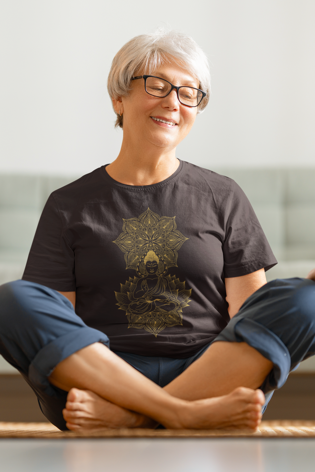 Enlightened Mandala Printed T-Shirt For Women - WowWaves - 6
