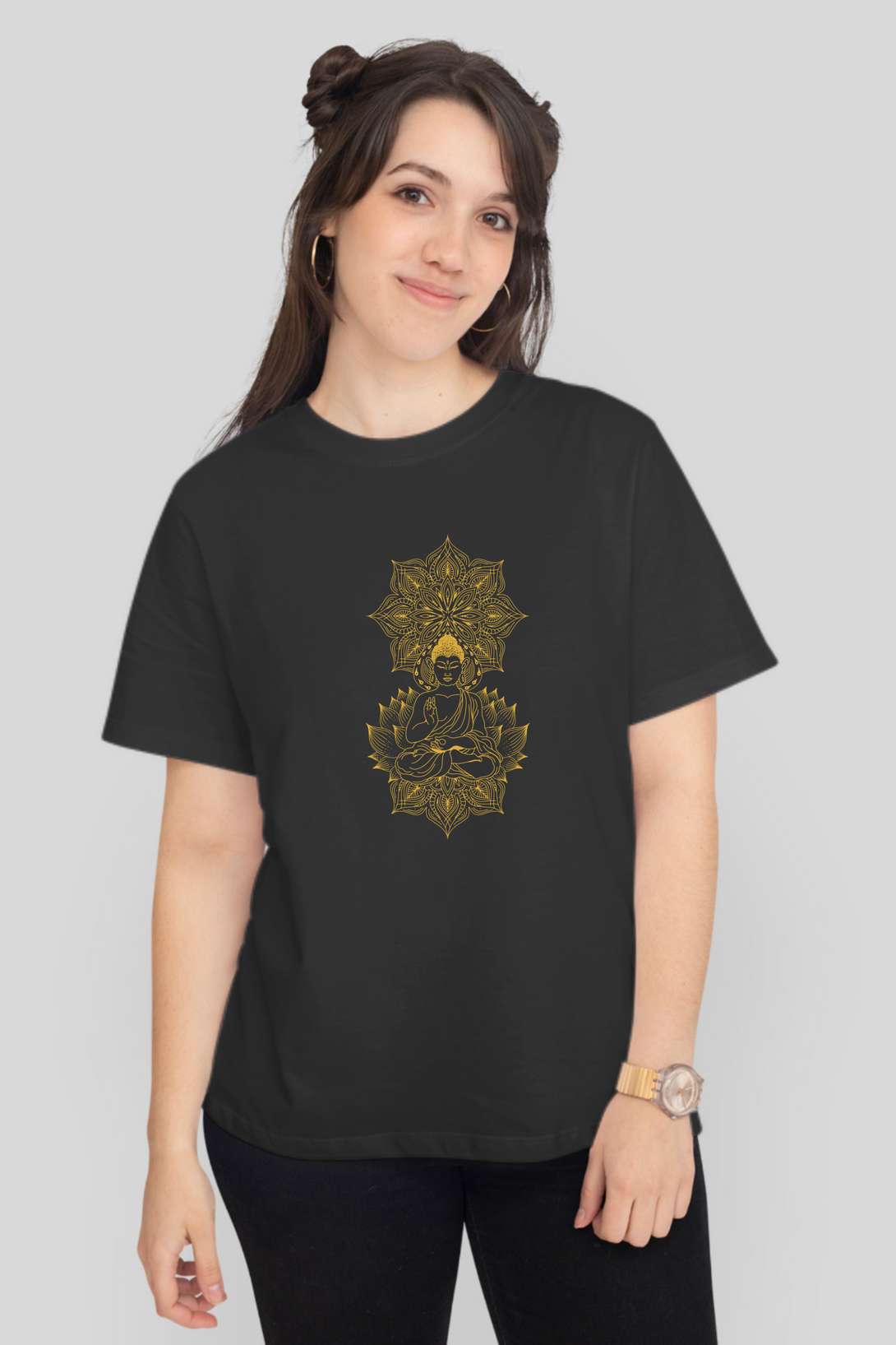 Enlightened Mandala Printed T-Shirt For Women - WowWaves - 9