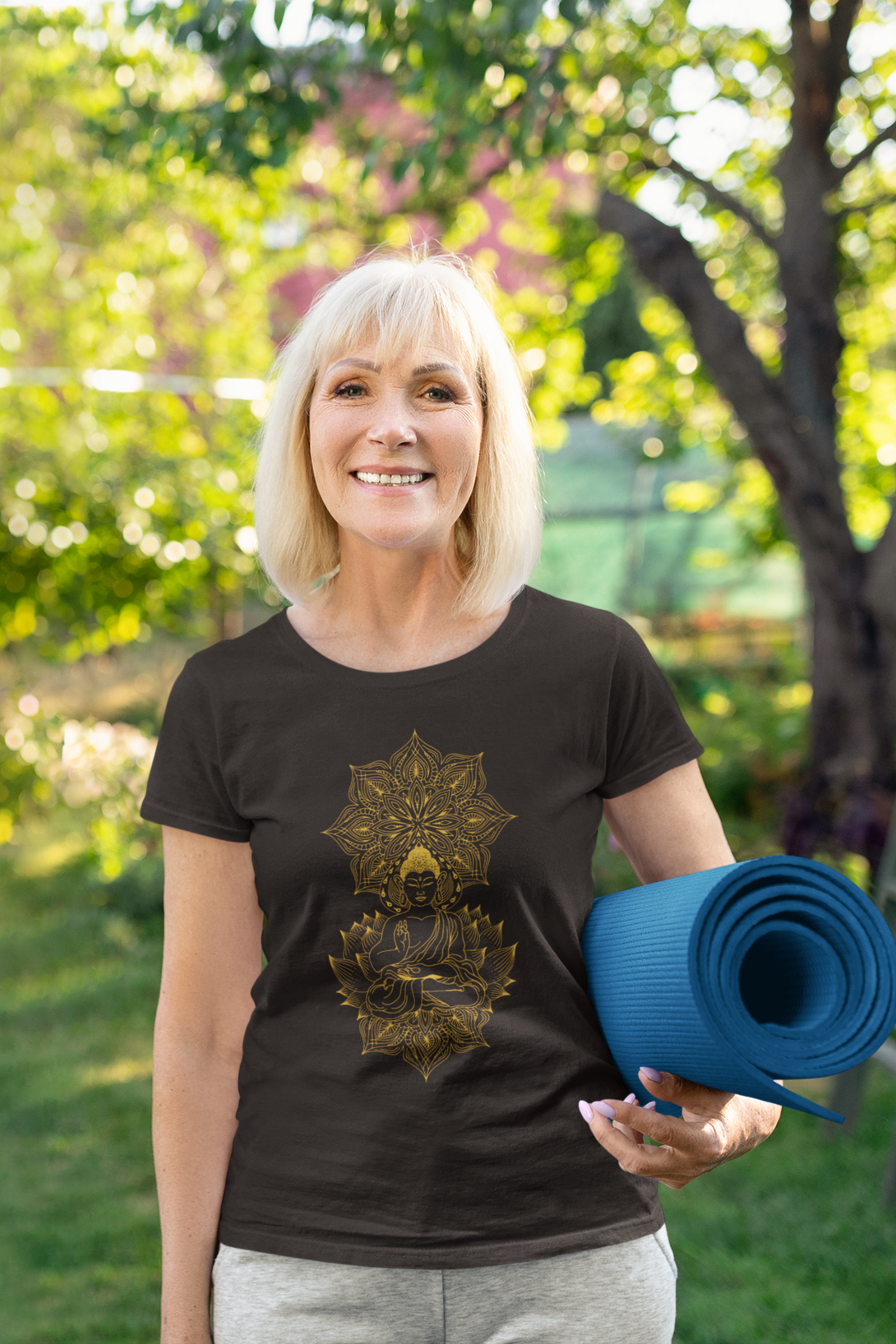 Enlightened Mandala Printed T-Shirt For Women - WowWaves - 5