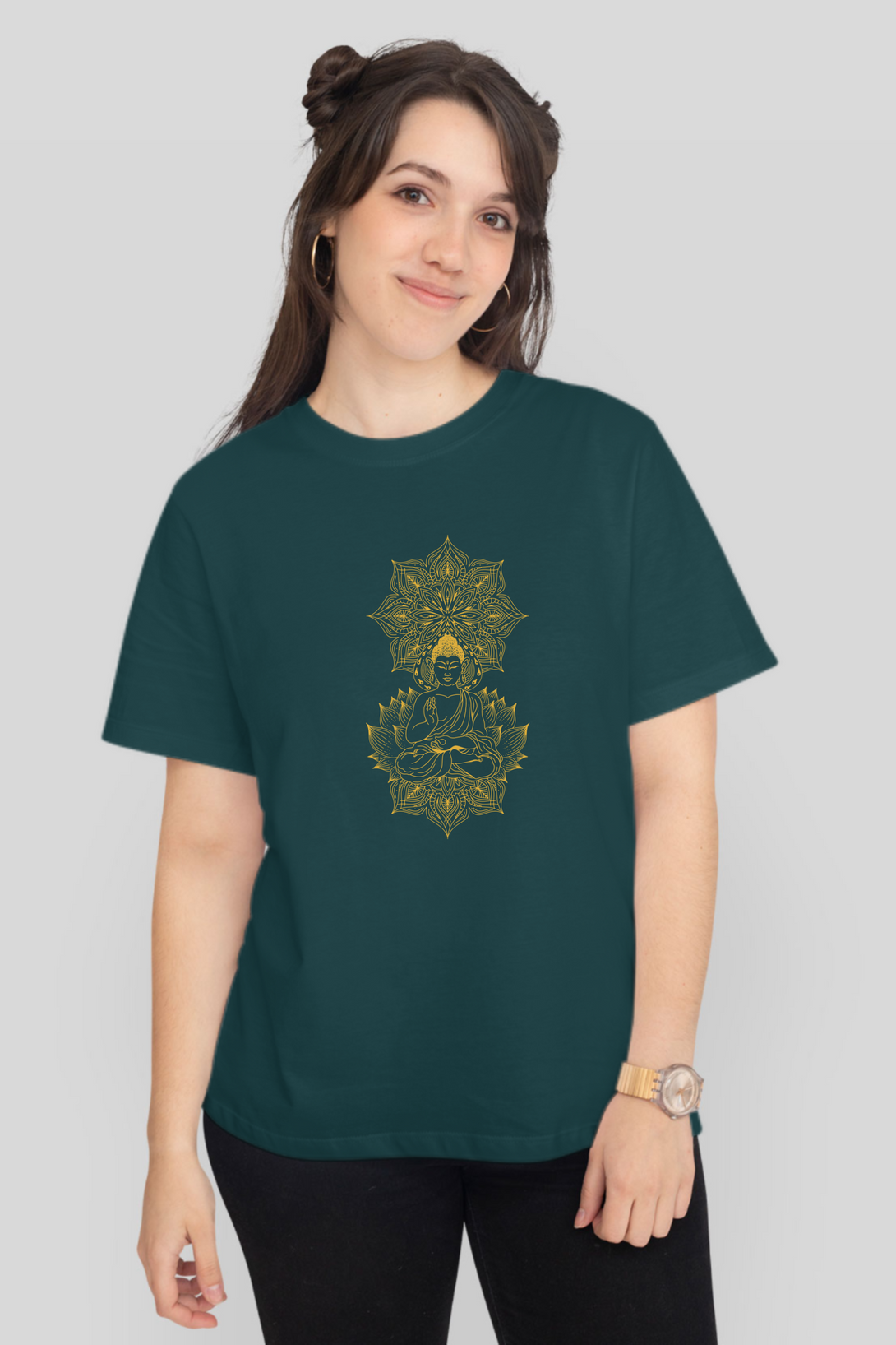 Enlightened Mandala Printed T-Shirt For Women - WowWaves - 8
