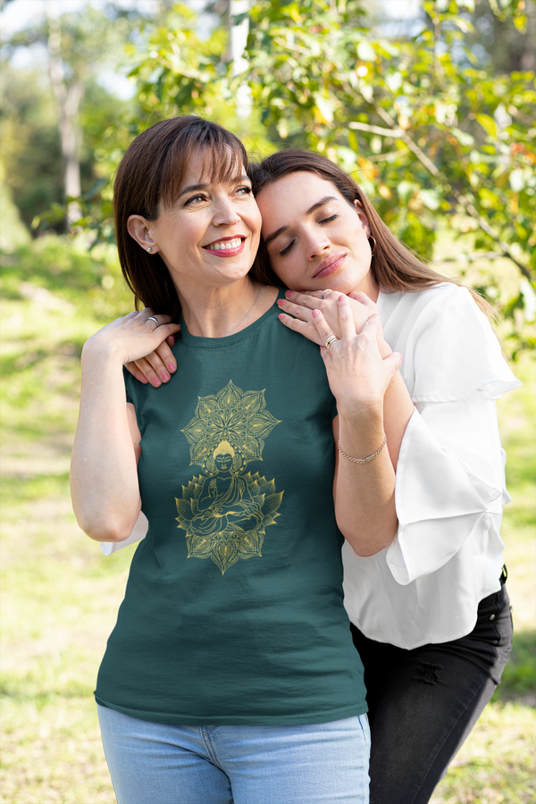 Enlightened Mandala Printed T-Shirt For Women - WowWaves