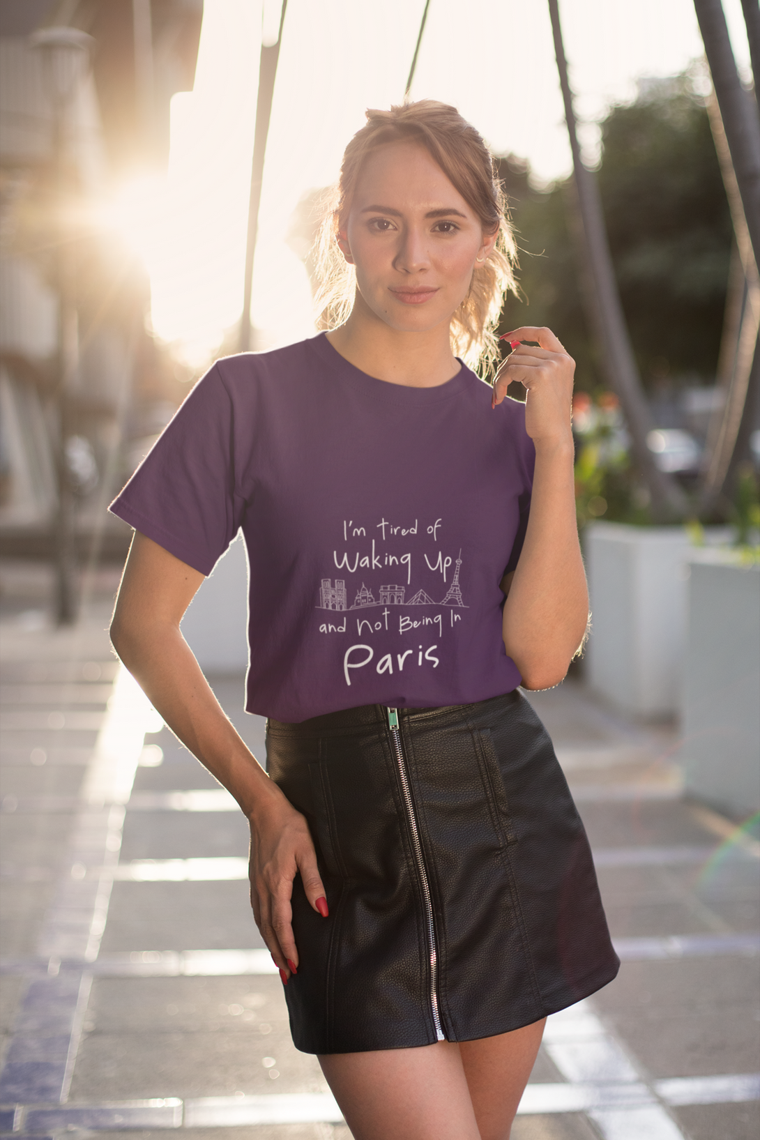 Paris Dreaming Printed T-Shirt For Women - WowWaves - 3
