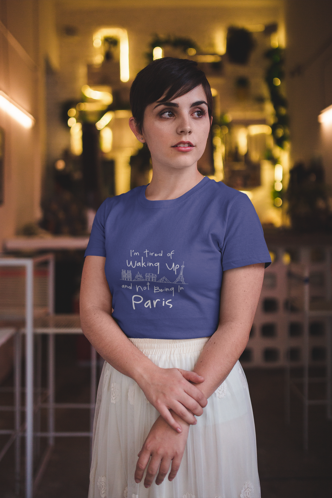 Paris Dreaming Printed T-Shirt For Women - WowWaves - 1
