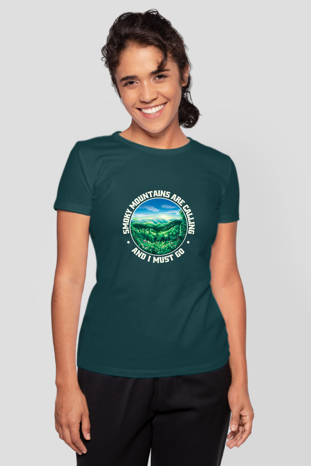 Smoky Mountains Are Calling Printed T-Shirt For Women - WowWaves - 9