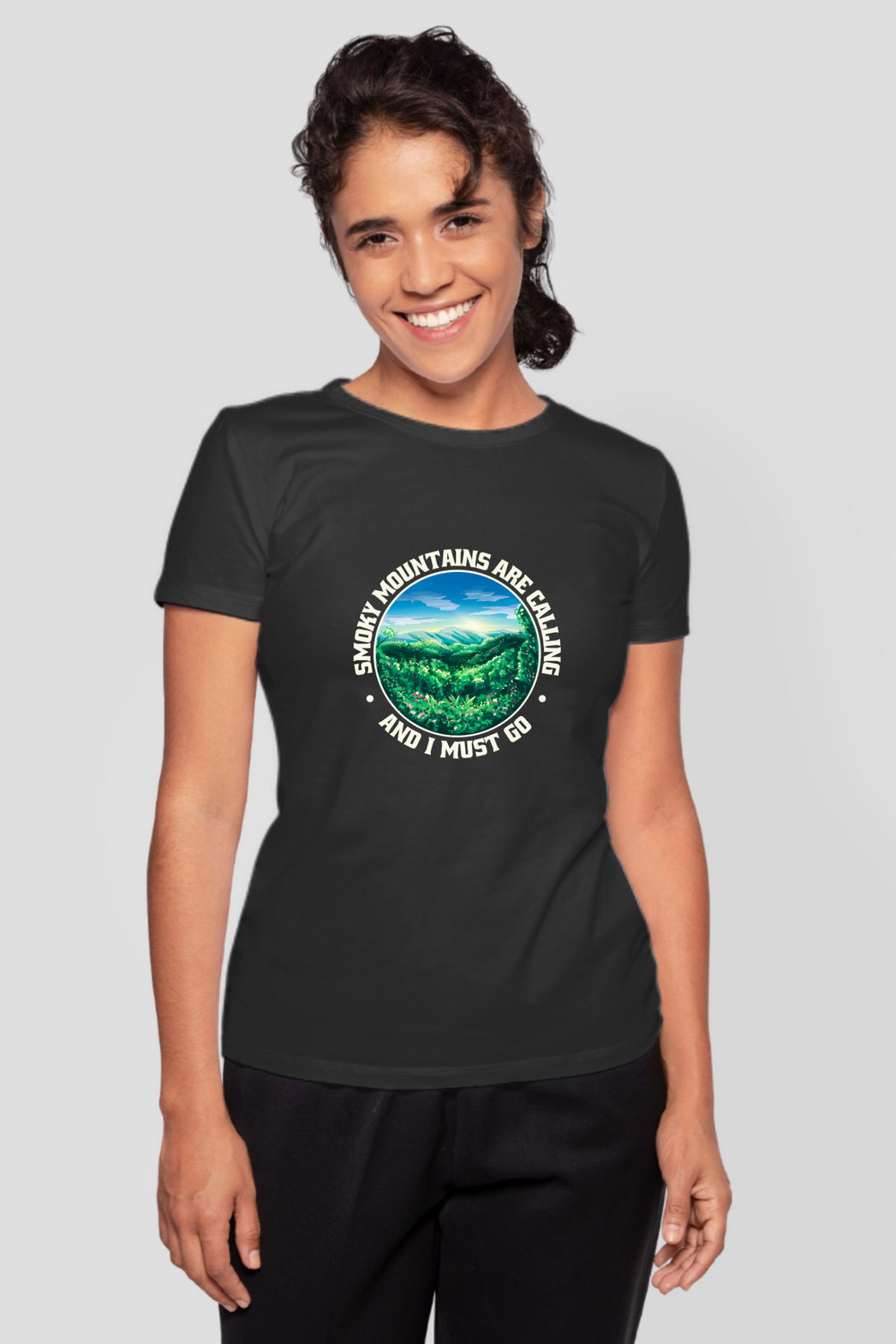 Smoky Mountains Are Calling Printed T-Shirt For Women - WowWaves - 10