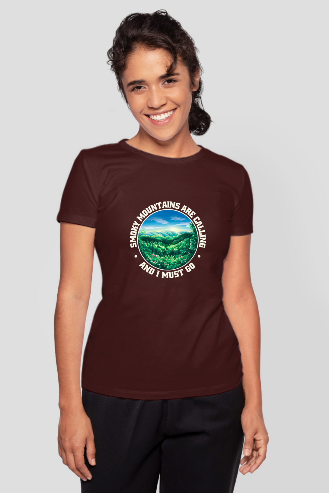 Smoky Mountains Are Calling Printed T-Shirt For Women - WowWaves - 8