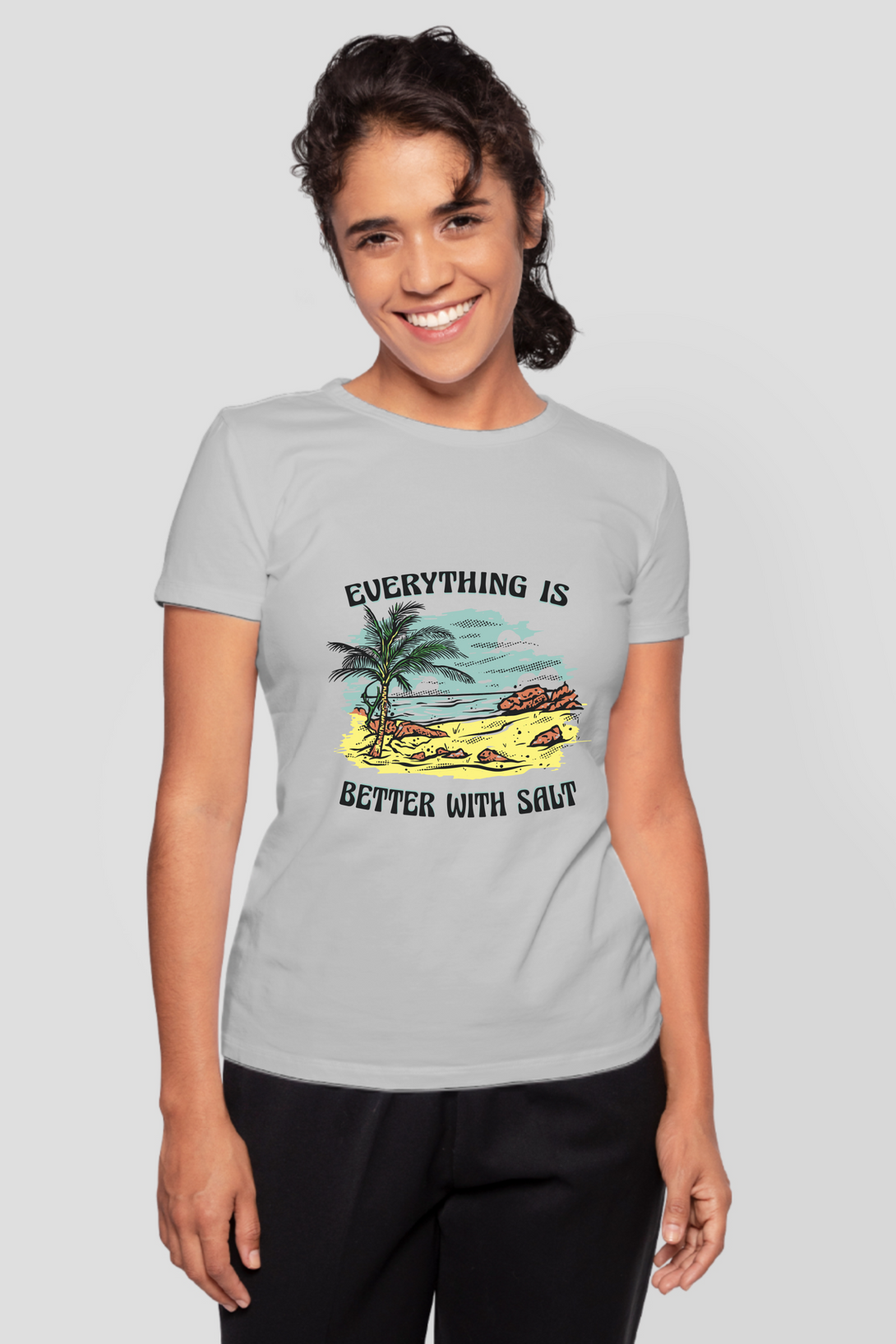Everything Is Better With Salt Printed T-Shirt For Women - WowWaves - 11
