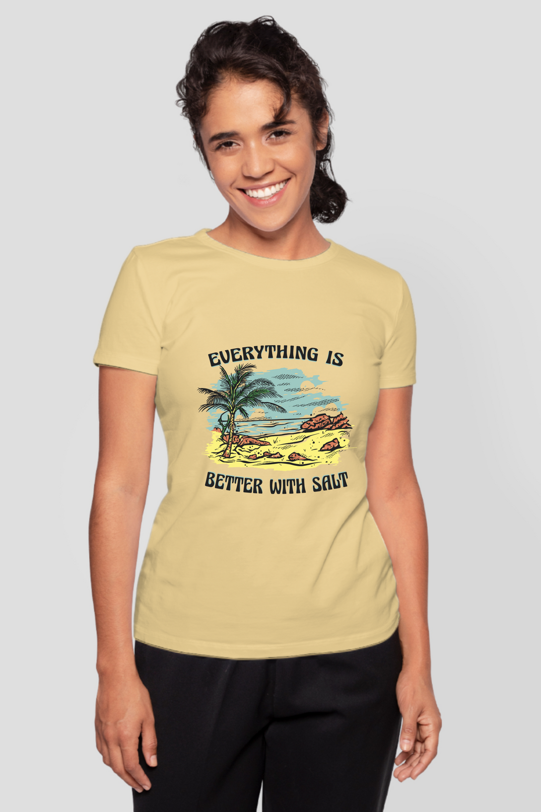 Everything Is Better With Salt Printed T-Shirt For Women - WowWaves - 12