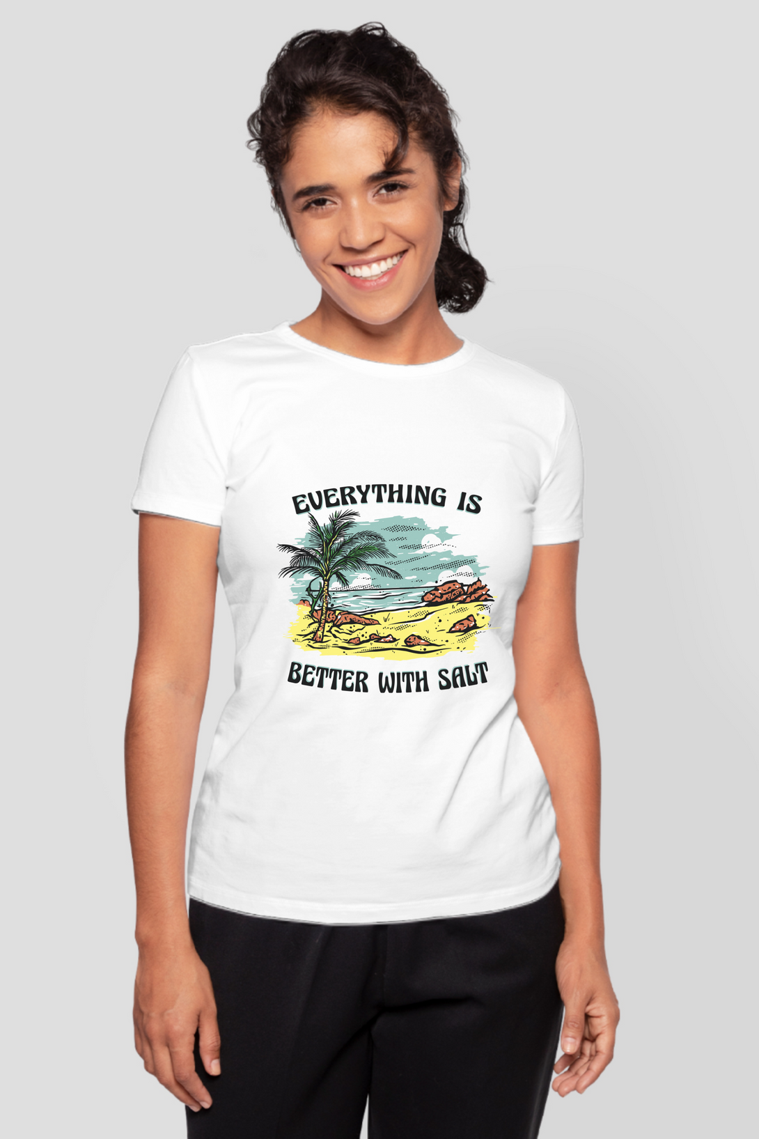 Everything Is Better With Salt Printed T-Shirt For Women - WowWaves - 10