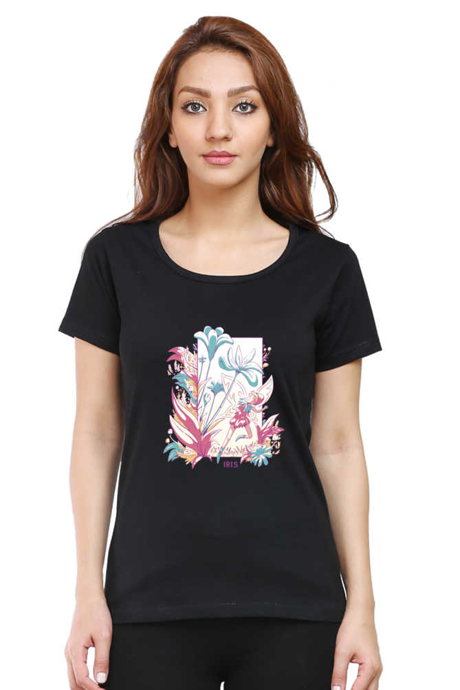 Fairy Blossom Printed Scoop Neck T-Shirt For Women - WowWaves - 9