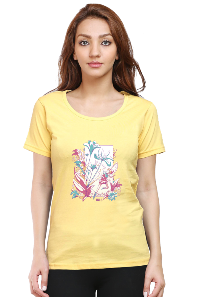 Fairy Blossom Printed Scoop Neck T-Shirt For Women - WowWaves - 13