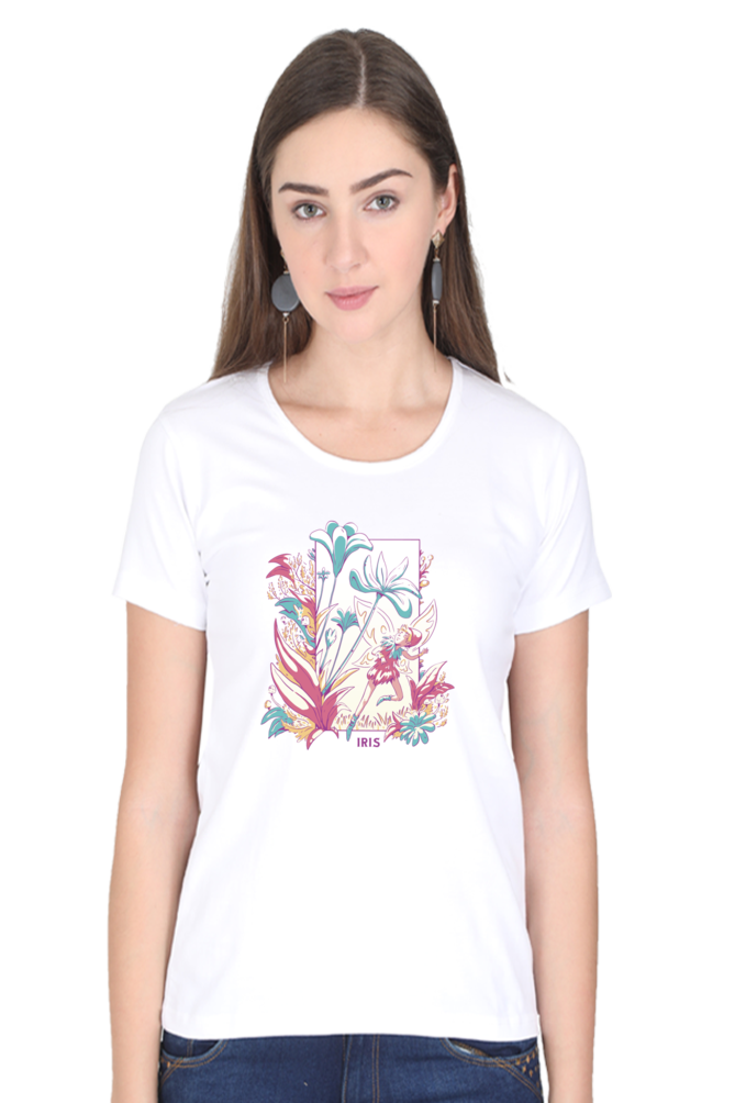 Fairy Blossom Printed Scoop Neck T-Shirt For Women - WowWaves - 14