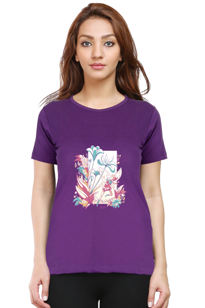 Fairy Blossom Printed Scoop Neck T-Shirt For Women - WowWaves - 11
