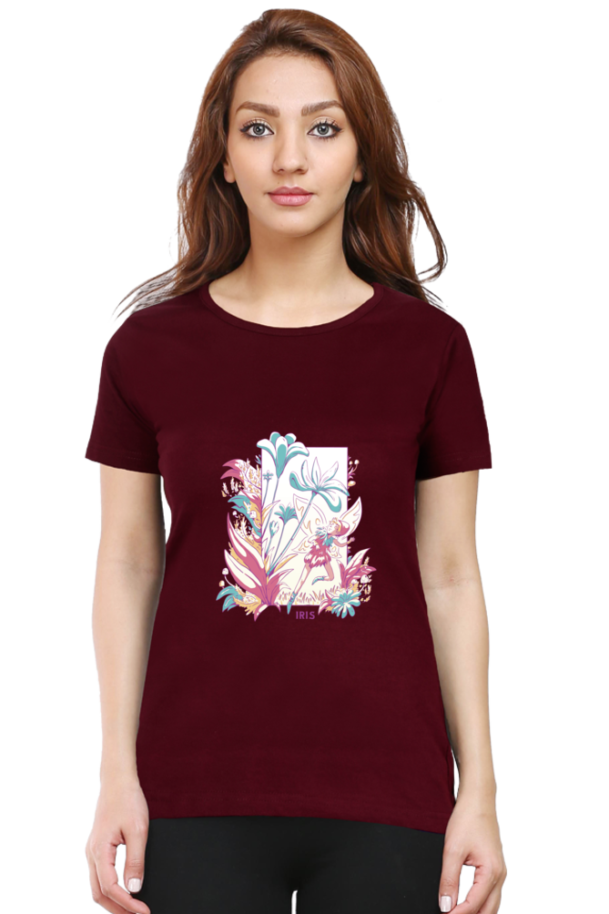 Fairy Blossom Printed Scoop Neck T-Shirt For Women - WowWaves - 10