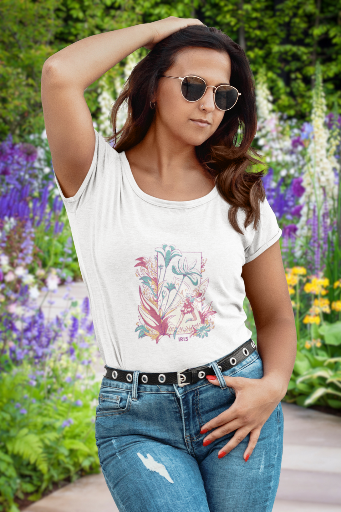 Fairy Blossom Printed Scoop Neck T-Shirt For Women - WowWaves - 5