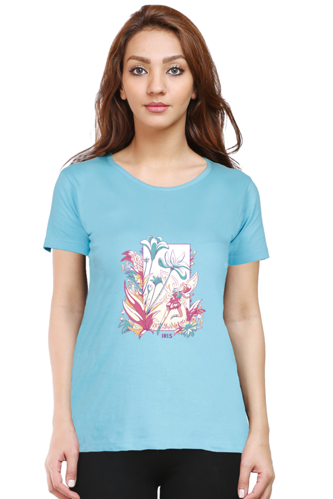Fairy Blossom Printed Scoop Neck T-Shirt For Women - WowWaves - 12