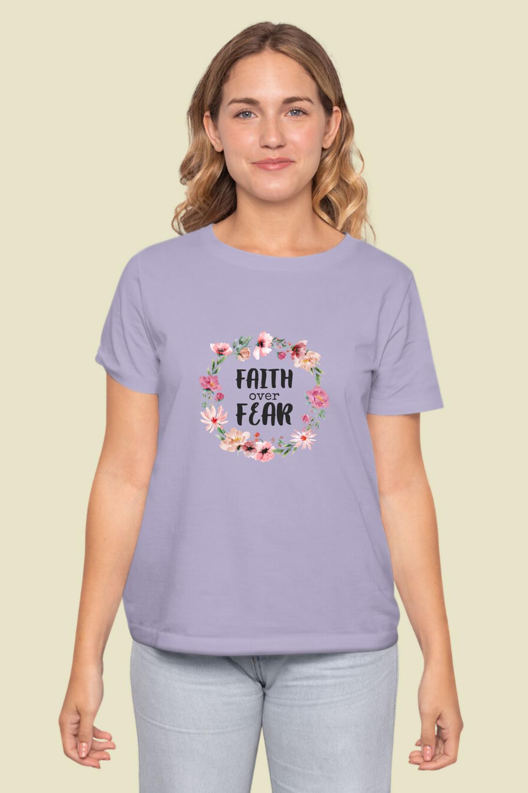 Faith Over Fear Printed T-Shirt For Women - WowWaves - 8