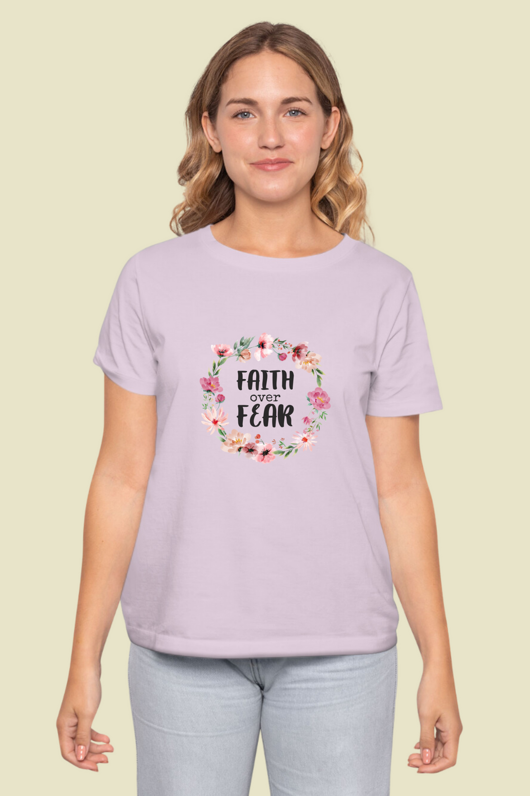 Faith Over Fear Printed T-Shirt For Women - WowWaves - 10