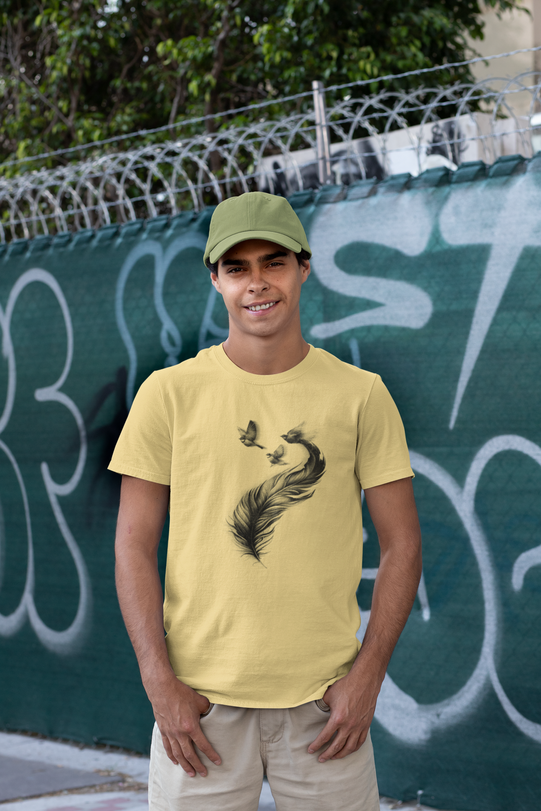 Feather With Birds Printed T-Shirt For Men - WowWaves - 6