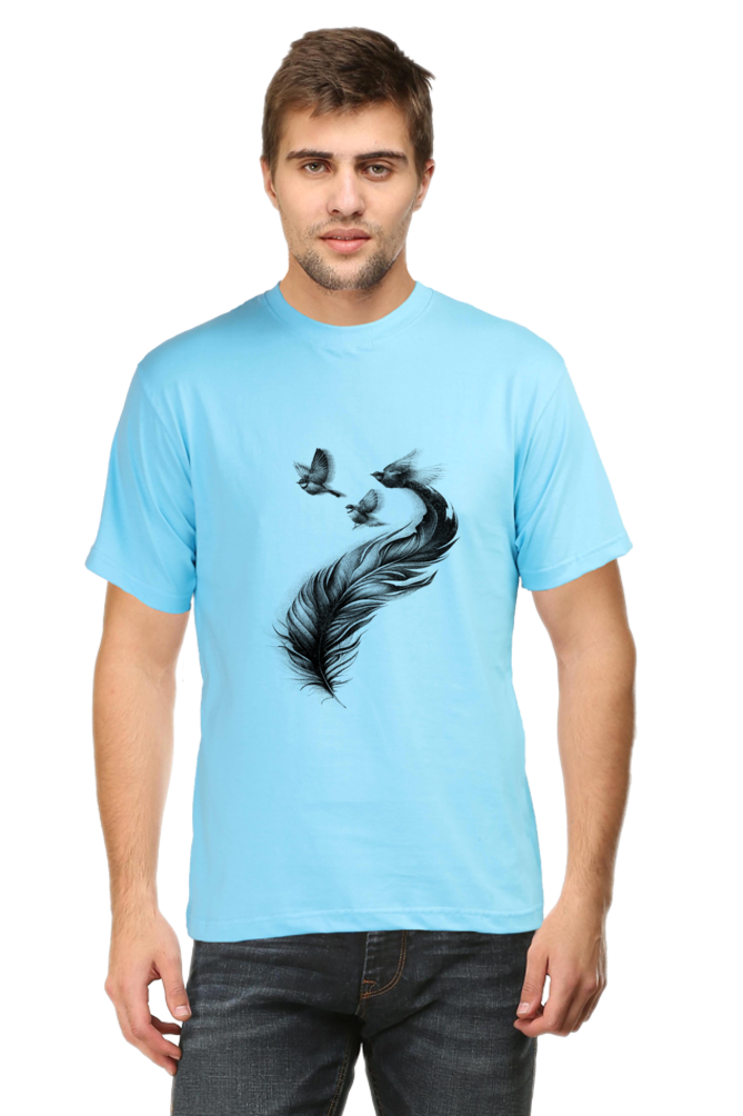 Feather With Birds Printed T-Shirt For Men - WowWaves - 9