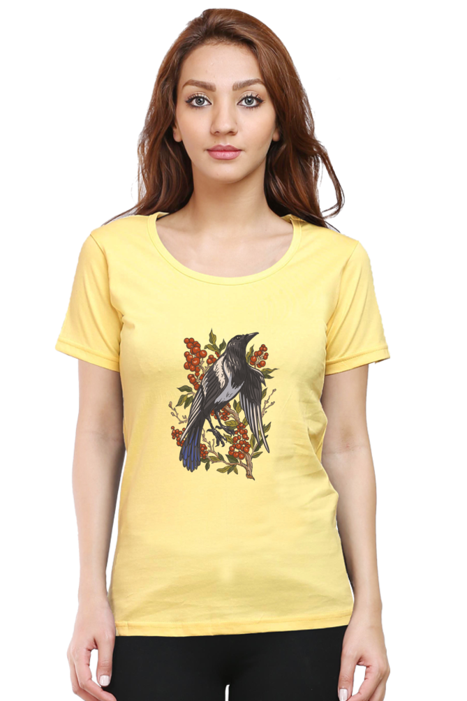 Feathered Harvest Printed Scoop Neck T-Shirt For Women - WowWaves - 6