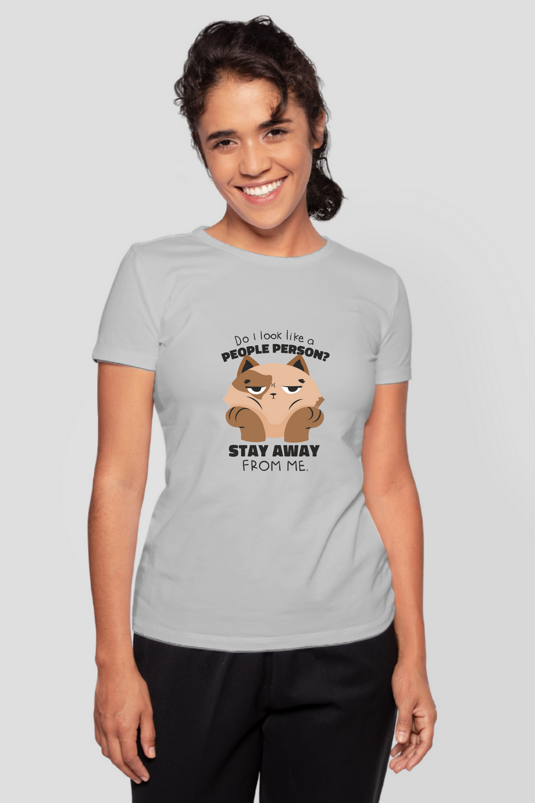 Anti Social Cat Printed T-Shirt For Women - WowWaves - 9