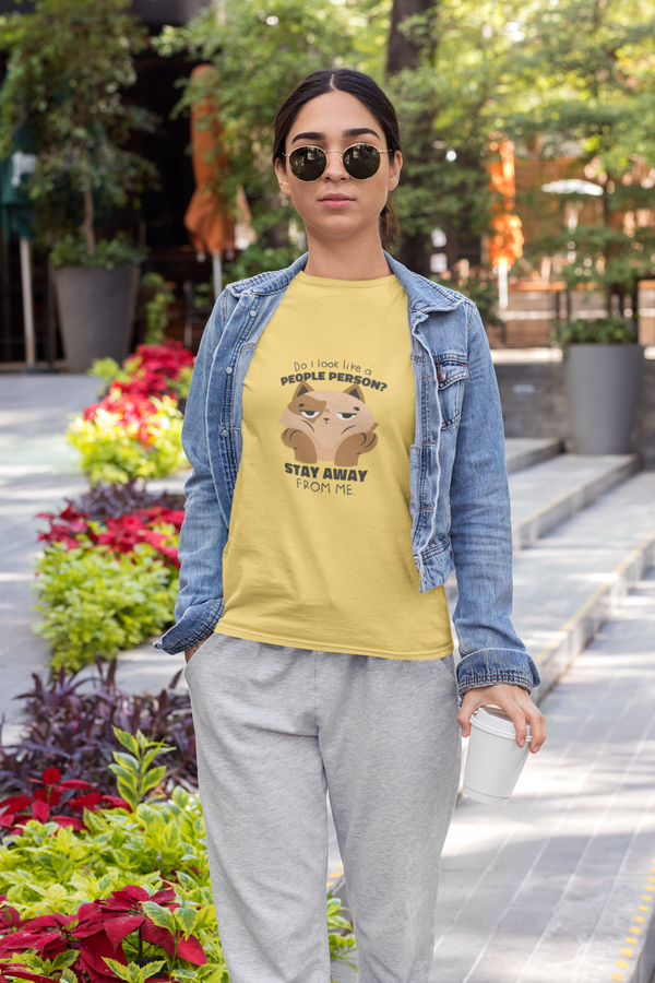 Anti Social Cat Printed T-Shirt For Women - WowWaves