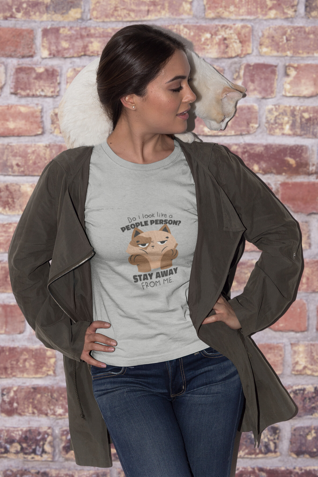 Anti Social Cat Printed T-Shirt For Women - WowWaves - 6