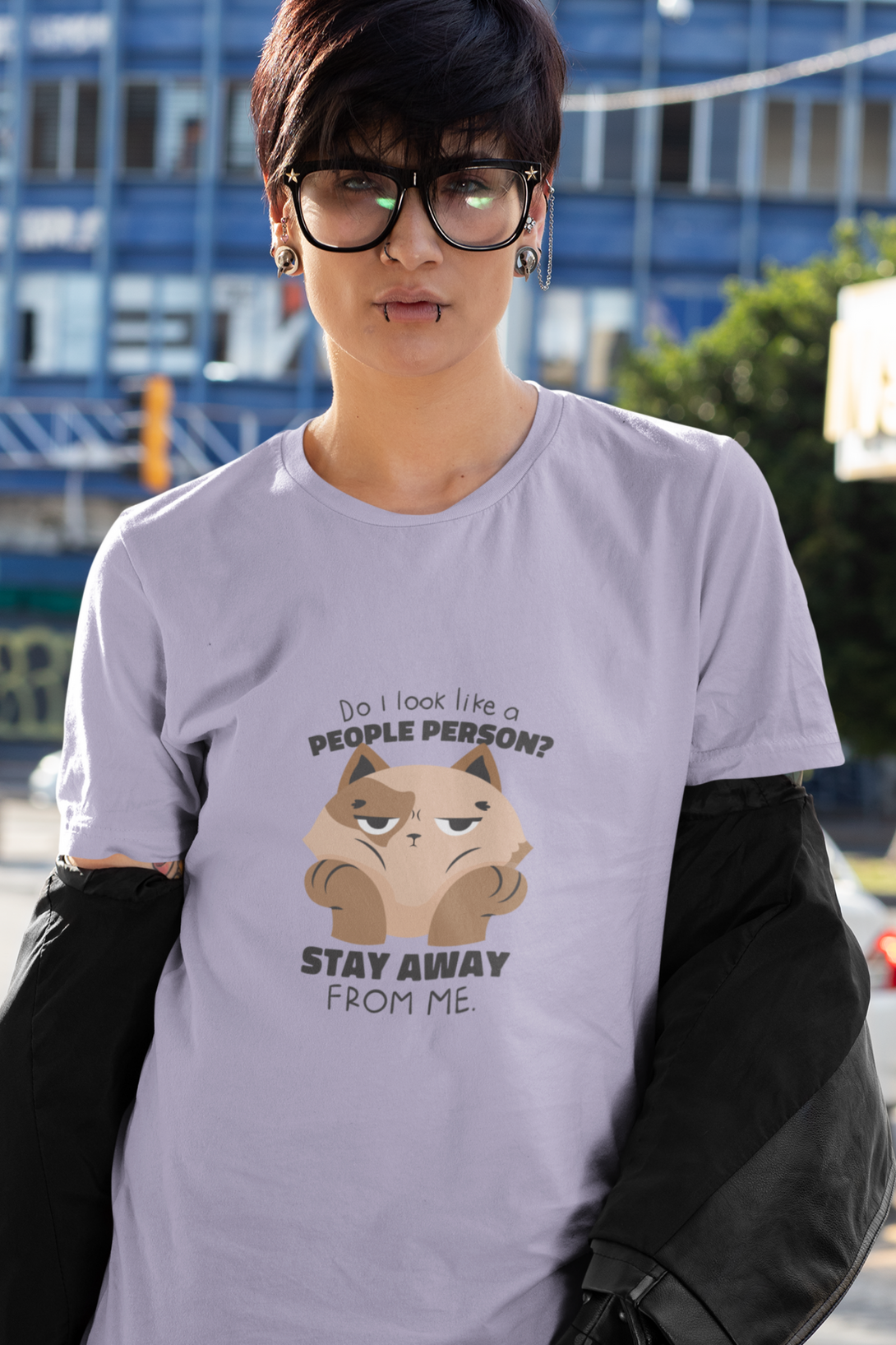 Anti Social Cat Printed T-Shirt For Women - WowWaves - 5