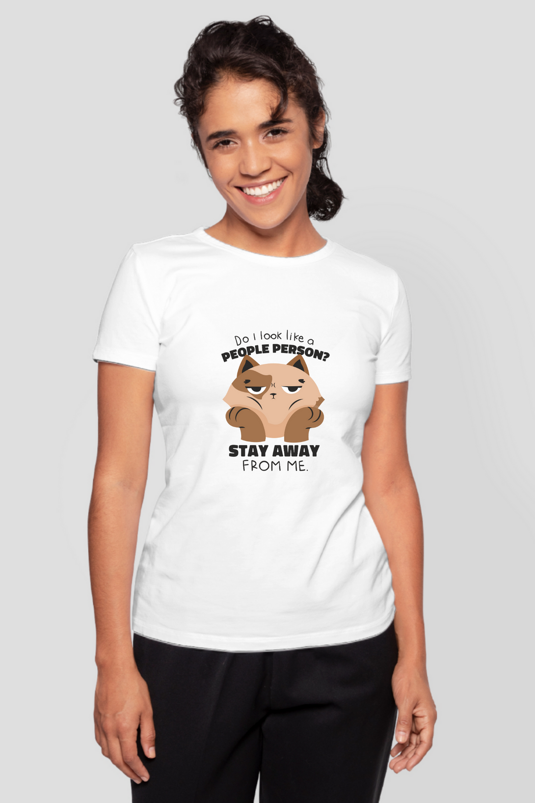 Anti Social Cat Printed T-Shirt For Women - WowWaves - 10