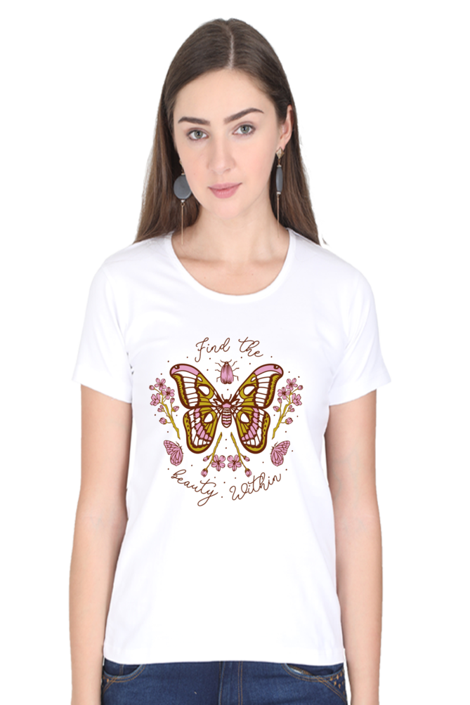 Find The Beauty Within Printed Scoop Neck T-Shirt For Women - WowWaves - 11