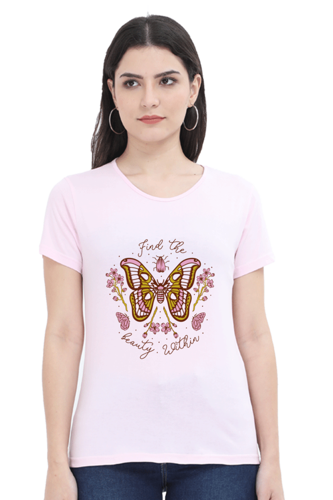Find The Beauty Within Printed Scoop Neck T-Shirt For Women - WowWaves - 12