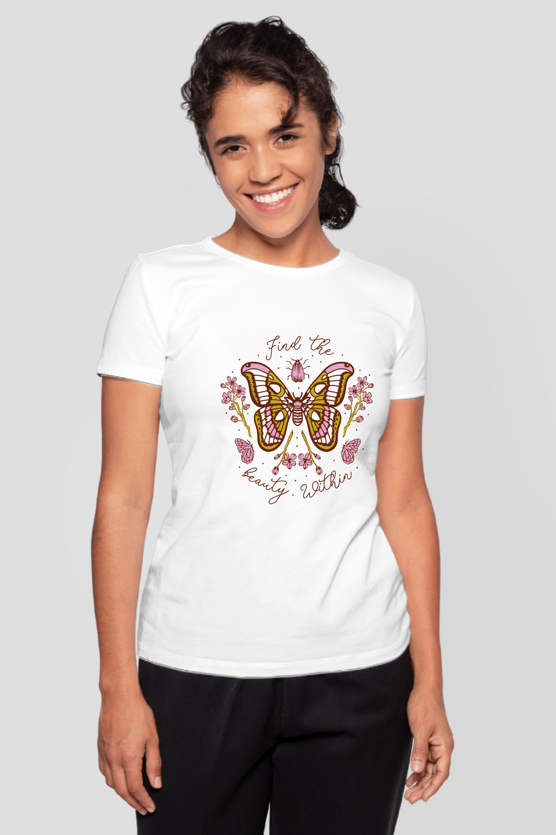 Find The Beauty Within Printed T-Shirt For Women - WowWaves - 8