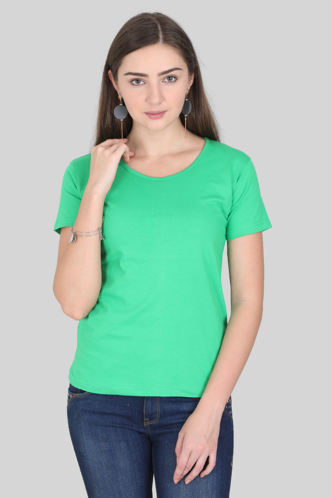 Flag Green Scoop Neck T-Shirt For Women - WowWaves - 1