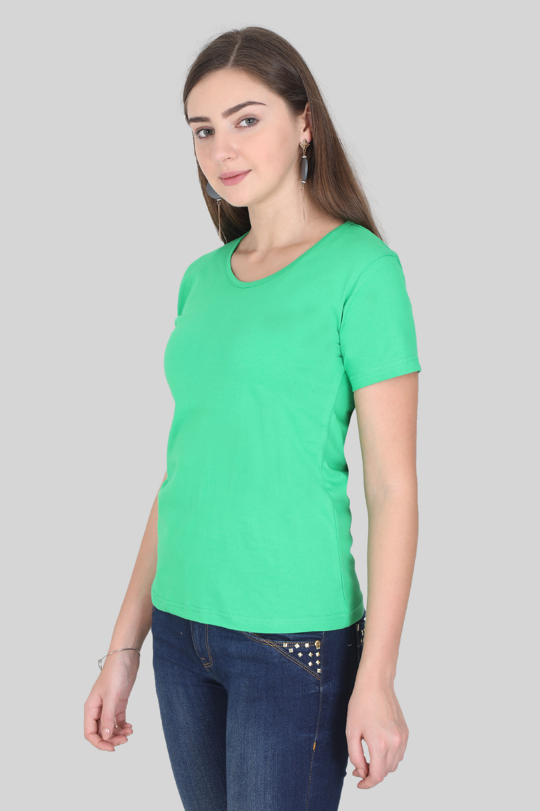 Flag Green Scoop Neck T-Shirt For Women - WowWaves - 2