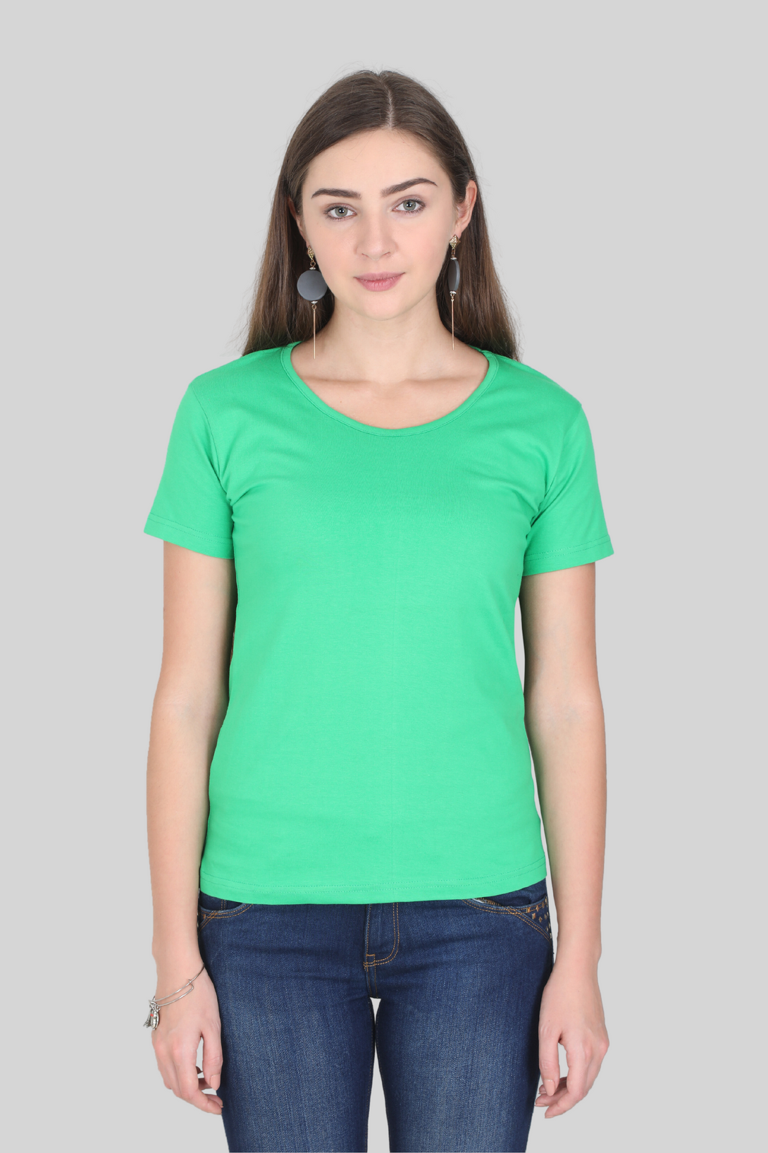 Flag Green Scoop Neck T-Shirt For Women - WowWaves - 3