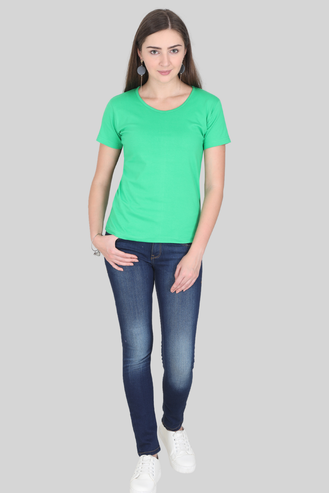 Flag Green Scoop Neck T-Shirt For Women - WowWaves - 6