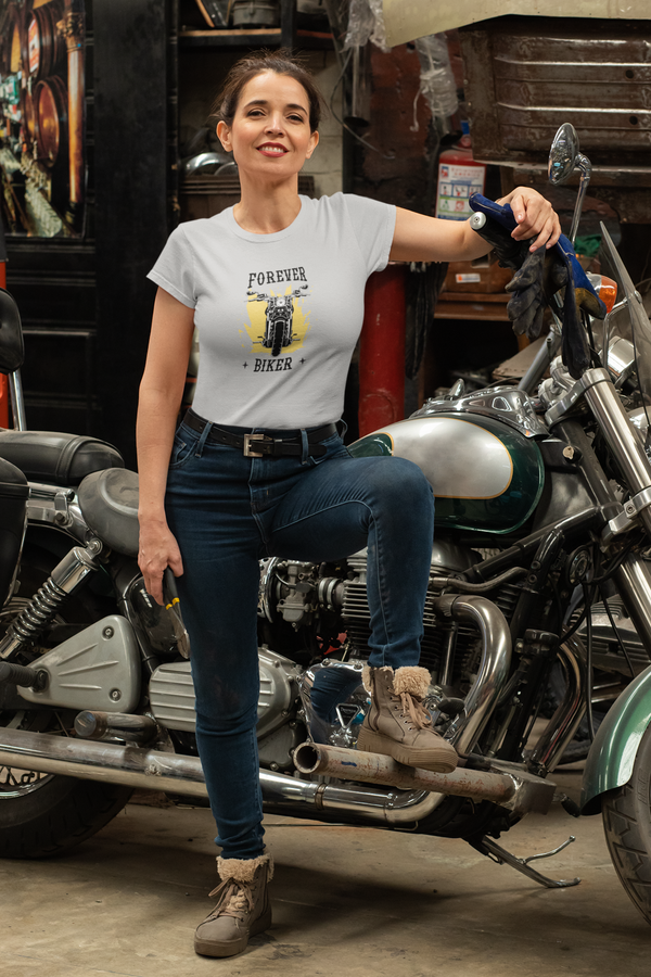 Forever Biker Printed T-Shirt For Women - WowWaves