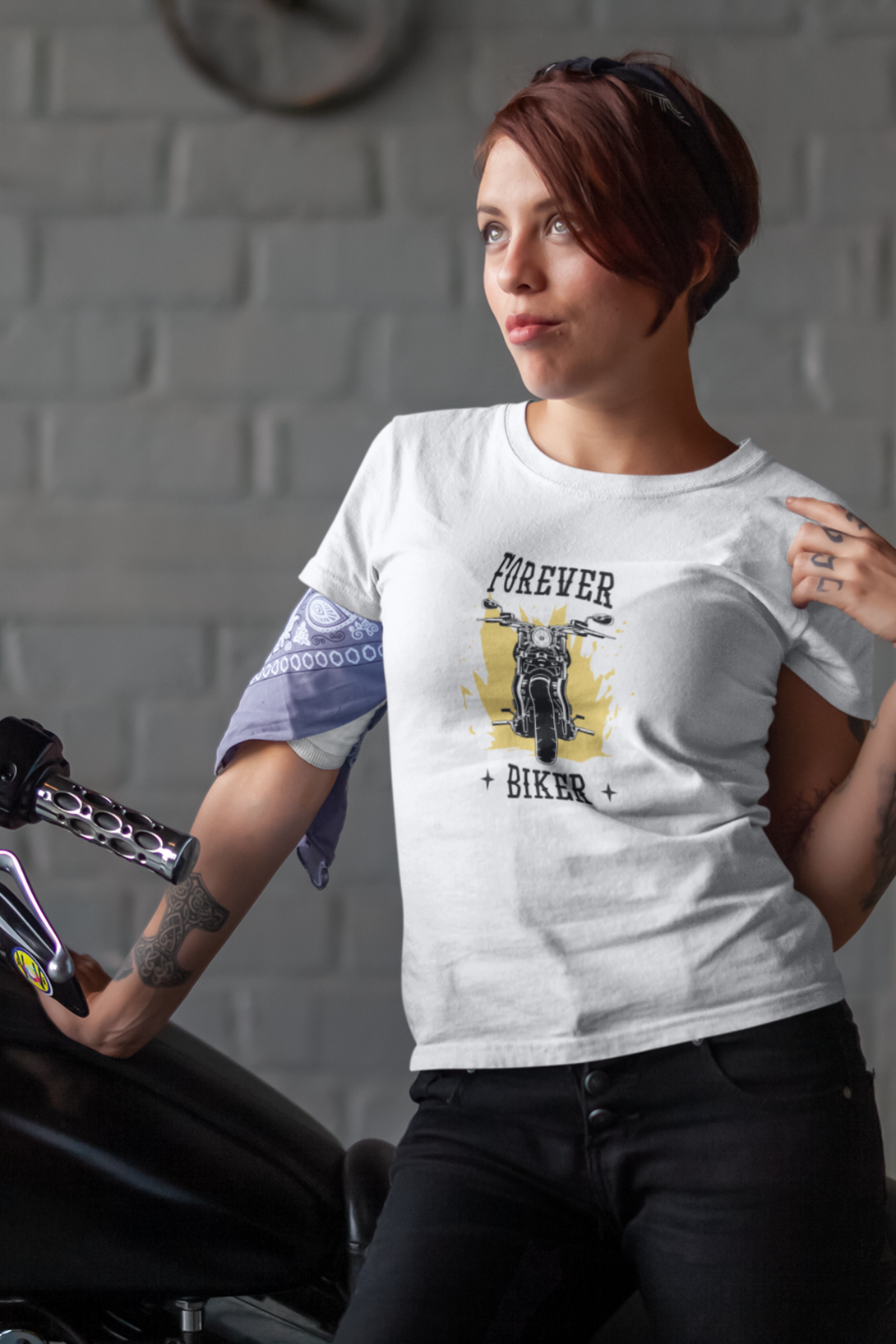 Forever Biker Printed T-Shirt For Women - WowWaves - 4