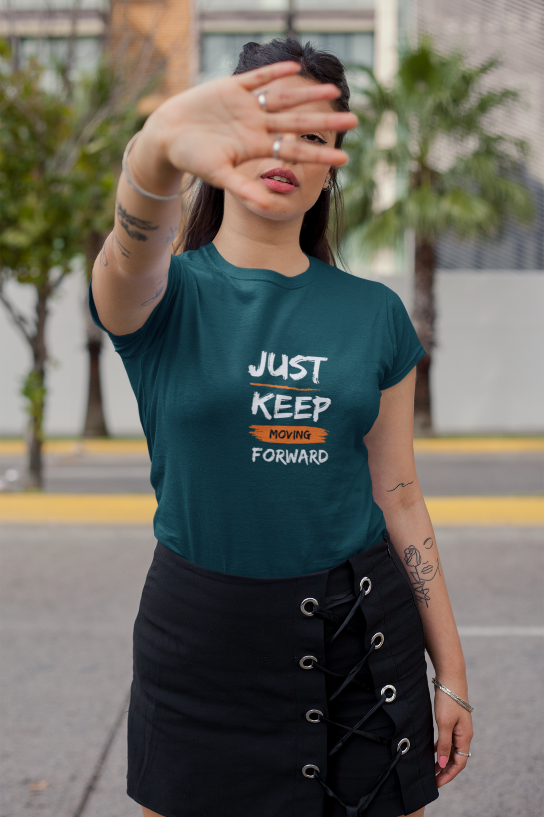 Keep Moving Forward Printed T-Shirt For Women - WowWaves - 3