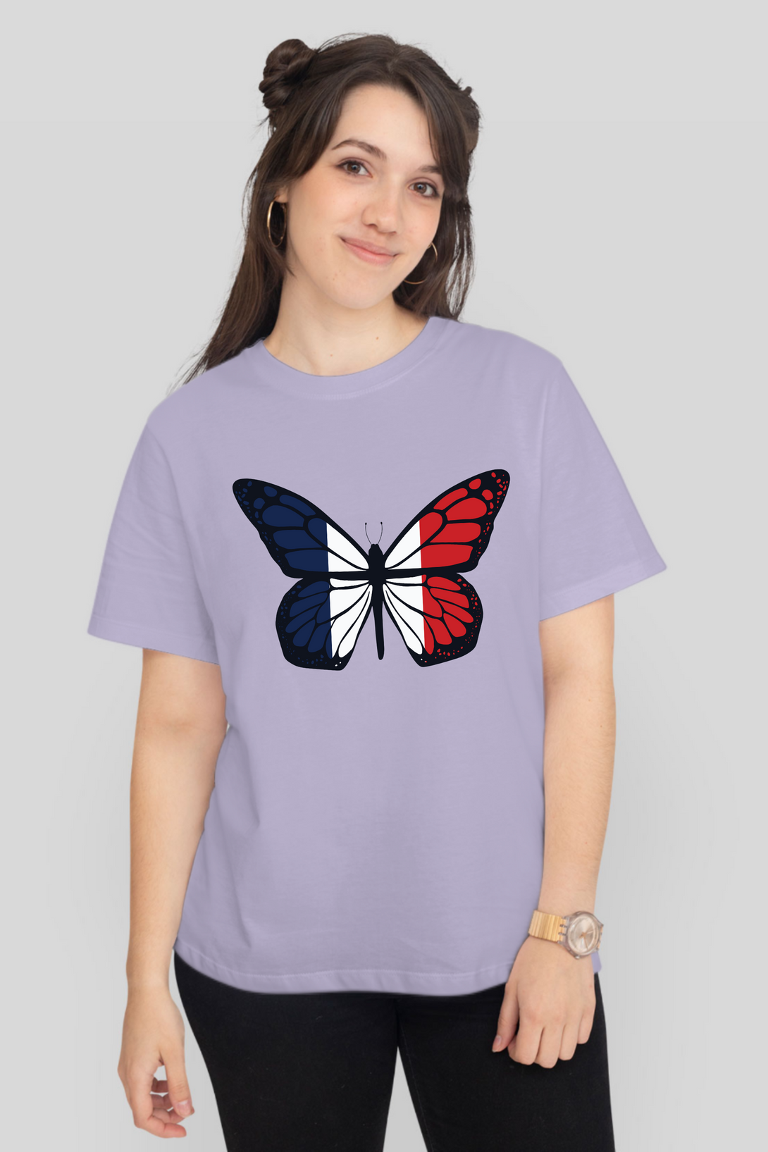 French Butterfly Printed T-Shirt For Women - WowWaves - 9