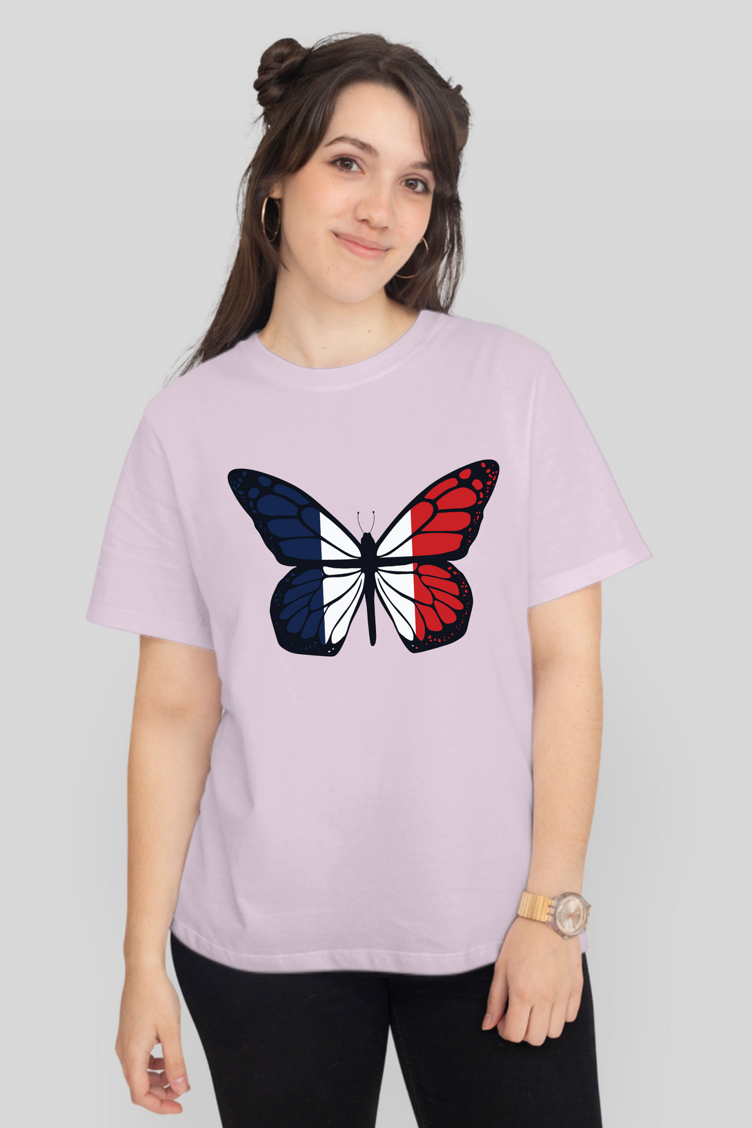 French Butterfly Printed T-Shirt For Women - WowWaves - 10