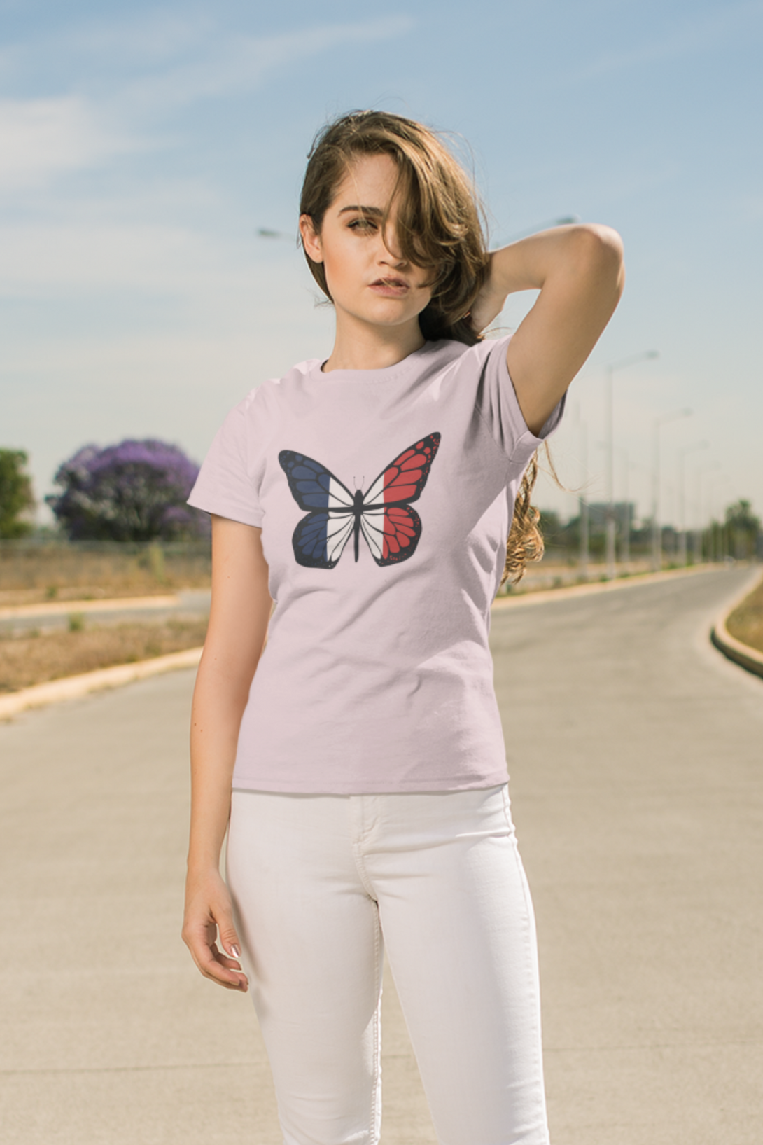 French Butterfly Printed T-Shirt For Women - WowWaves - 2