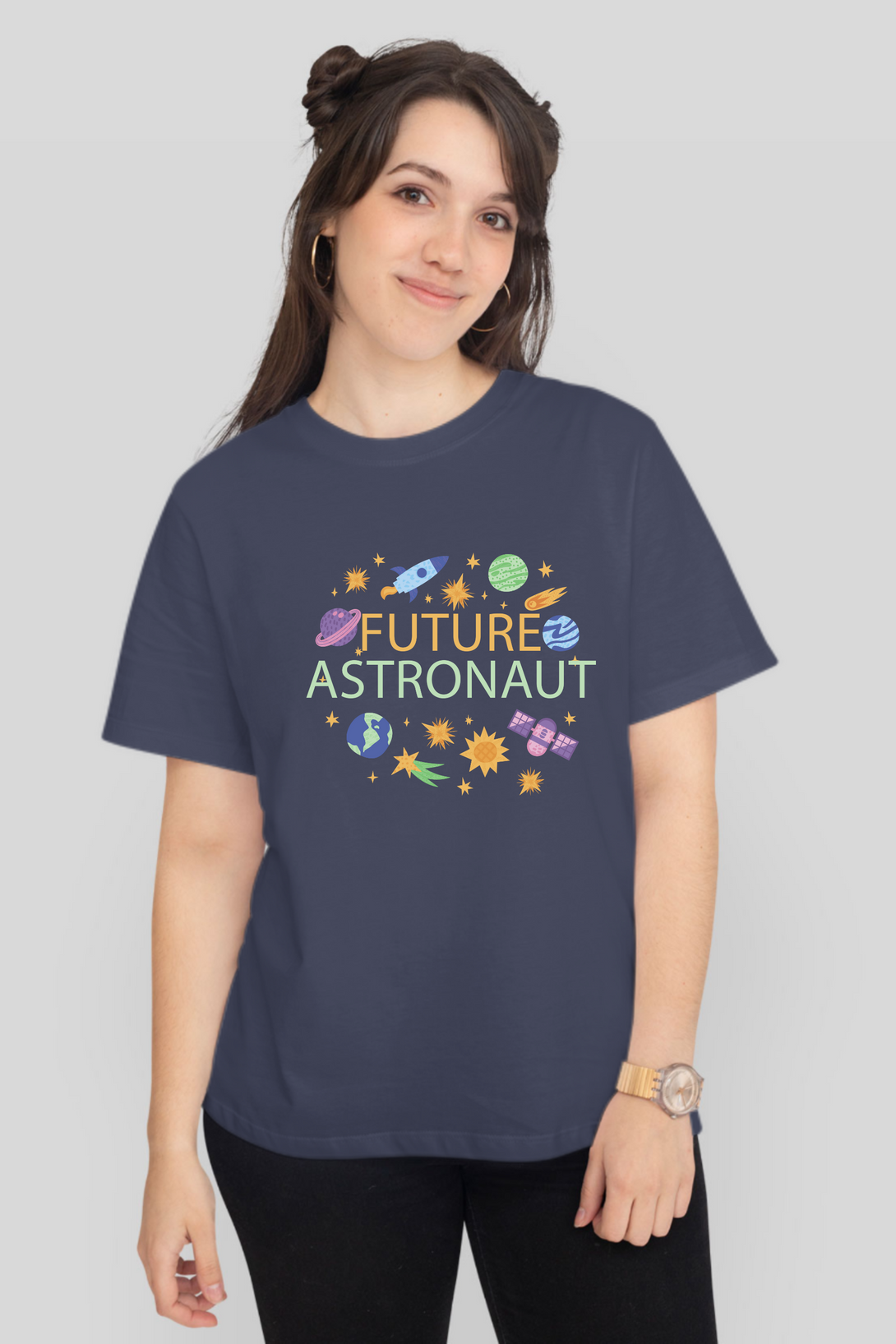 Future Astronaut Printed T-Shirt For Women - WowWaves - 9